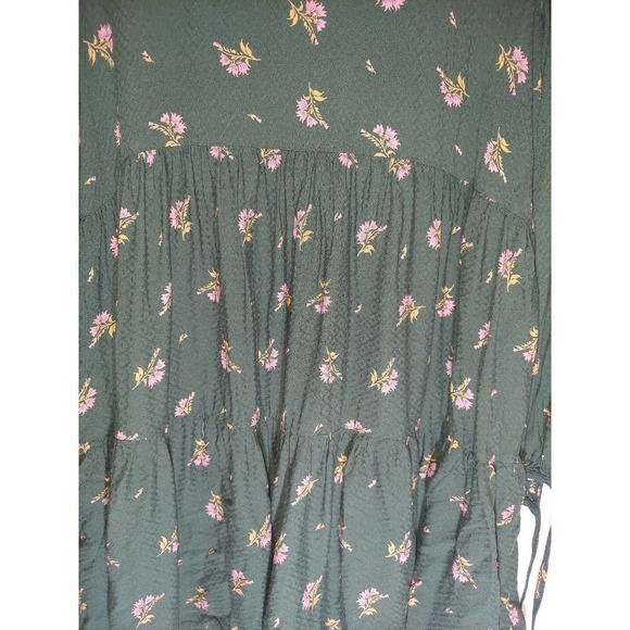 URBAN Outfitters Forest Green Dress Pink Floral Pattern,Small - Picture 5 of 10
